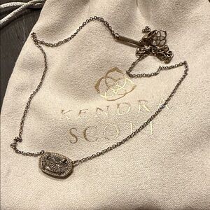 Kendra Scott Silver Drusy Oval Pendant Necklace